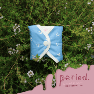 A Hannah Pad folded up and clipped with a snap lock.